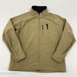 Simms Fishing Products Mens Softshell Jacket Khaki Full Zip Size Large